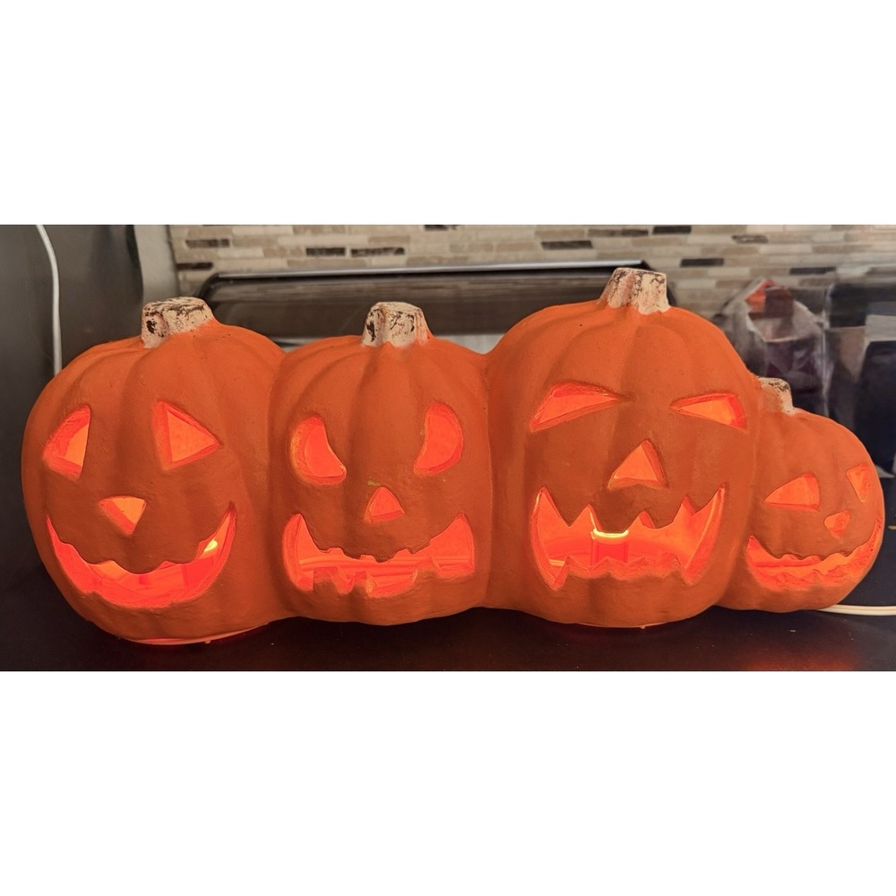 Vintage 1998 Paper Magic Group Lighted Pumpkin Row 18" Halloween Blow Mold Foam
